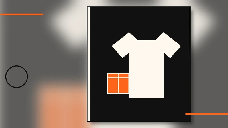 Editorial illustration of a collared garment, stitched line and gift box for Glotron