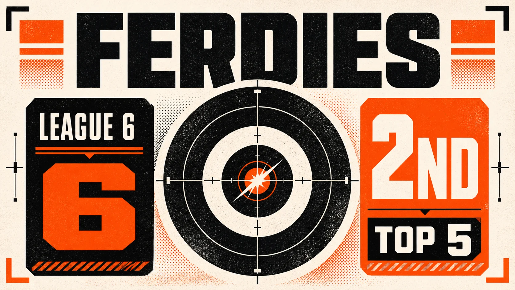 Ferdies League 6 results graphic showing second place in pistol and a top-five sporter-rifle finish.