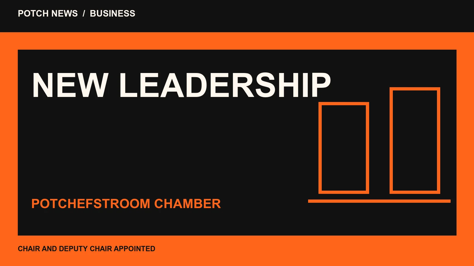 Potchefstroom Chamber leadership graphic with two podium shapes.