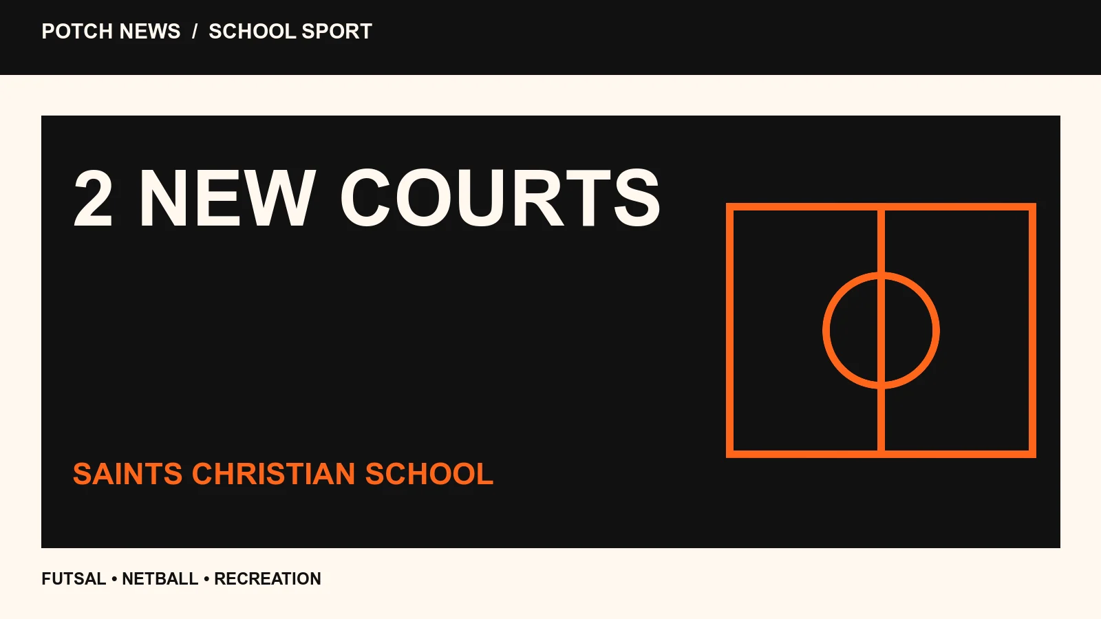 Two-court futsal graphic for Saints Christian School.